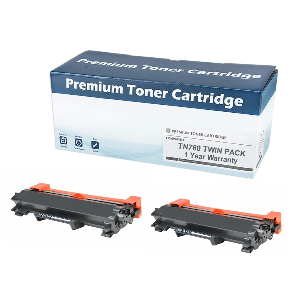 LCP Compatible Brother TN760 High Yield Toner Cartridge 2 Pack (Black)